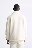 Men’s White Cargo Lambswool Cotton Jacket