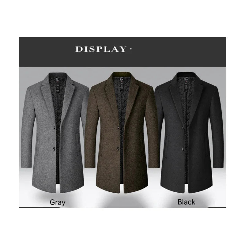 Men's Long Woolen Coat