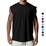 Men's round neck solid color casual sleeveless tank top