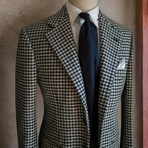 Men's Plaid Notched Lapel Blazer