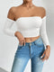 Women Off Shoulder Crop Long Sleeve Top