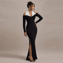 Women's Elegant Long Sleeve Slim Halter Maxi Dress