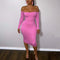 Women's Sexy Pink One Shoulder Bodycon Backless Midi Dress