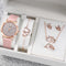 Women's Matte Dial Watches with Diamond Heart Jewelry Sets