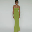 Women's Solid Color Sleeveless Backless Elegant Bodycon Maxi Dress