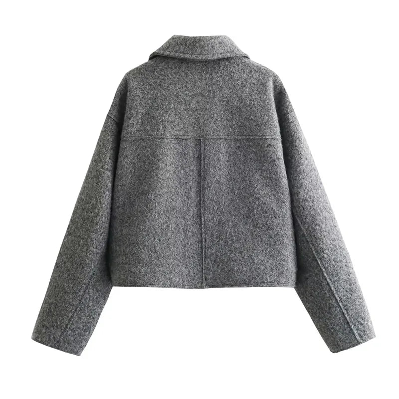 Women's Cropped Tweed Zip Crop Jacket