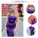 Women's Square Neck Spaghetti Strap Backless Lace Up Long Dress