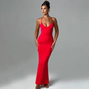 Women's Hollow Out Backless V-neck And Slim shoulder Strap Body Shaping Dress