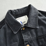 Men's Spring Chic vintage black loose casual lapel Denim jacket jacket