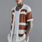 Men's Striped Short Sleeve Knit Turndown Collar Button Shirt