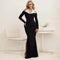 Women's Elegant Long Sleeve Slim Halter Maxi Dress