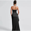 Women's Solid Backless Halter Slit High  Splicing Maxi Dress