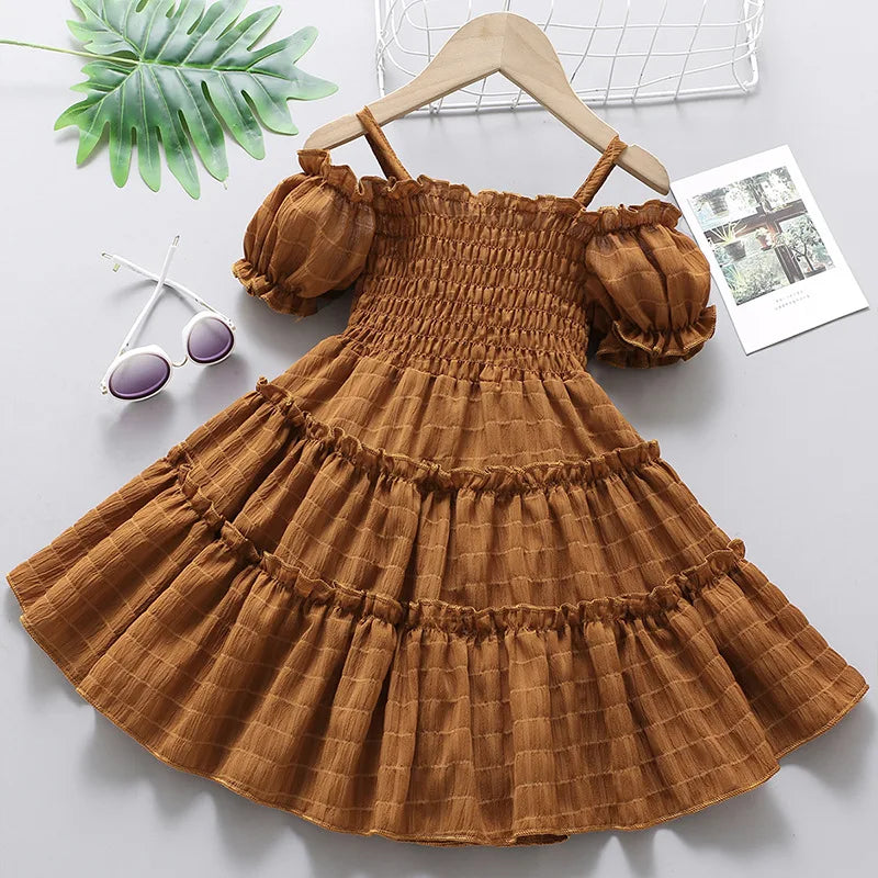 Girls Casual Dress Off-Shoulder Summer Dress