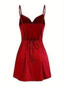 Women's Elegant Satin Dress with Hip Suspender