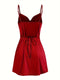 Women's Elegant Satin Dress with Hip Suspender