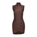 Women’s High Neck Ruffled Mini Dress