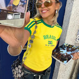 Women Brazil Short Sleeve Top