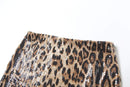 Women's Leopard Printed Backless Corset Crop Top and Mini Skirt Sets