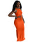 Women’s O Neck Sleeveless Crop Top+ Shirring Long Skirt Maxi Skirt Sets