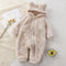 Girls Boys Solid Fleece Soft Bear Hooded Long Sleeve One Piece