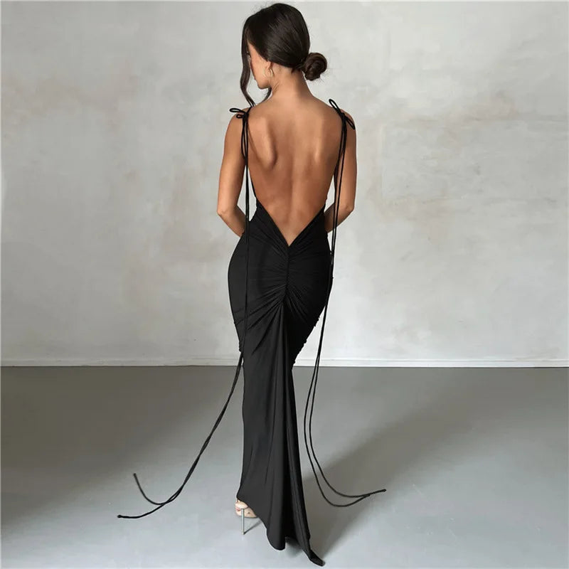 Women’s Low Back Spaghetti Straps Maxi Dress