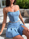 Off-Shoulder Denim Tank Crop Top