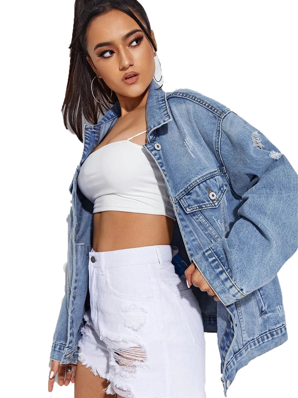 Women Jean Jacket Button Down