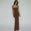 Women's Solid Color Sleeveless Backless Elegant Bodycon Maxi Dress