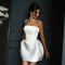 Women's White Satin Strapless Off Shoulder Backless Mini Dress