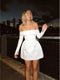 Women's Off Shoulder Solid Color Strapless A-Line Long Sleeve Dress