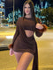 Women’s Long Sleeved Open Wrapped Hip Mini Dress