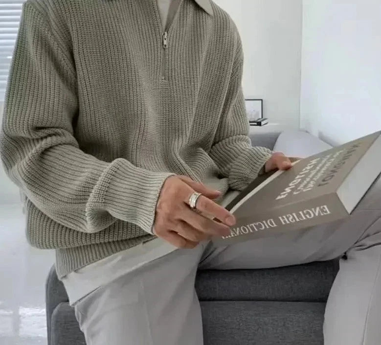 Men's Collared Zip Sweater