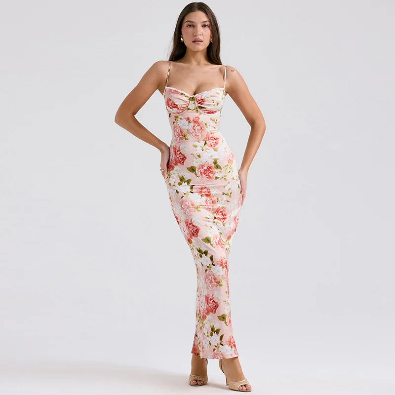 Women’s Pink Peony printed Maxi dress