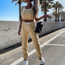 Summer Sexy Sleeveless Tank Tops + Pocket Sweatpants Suits