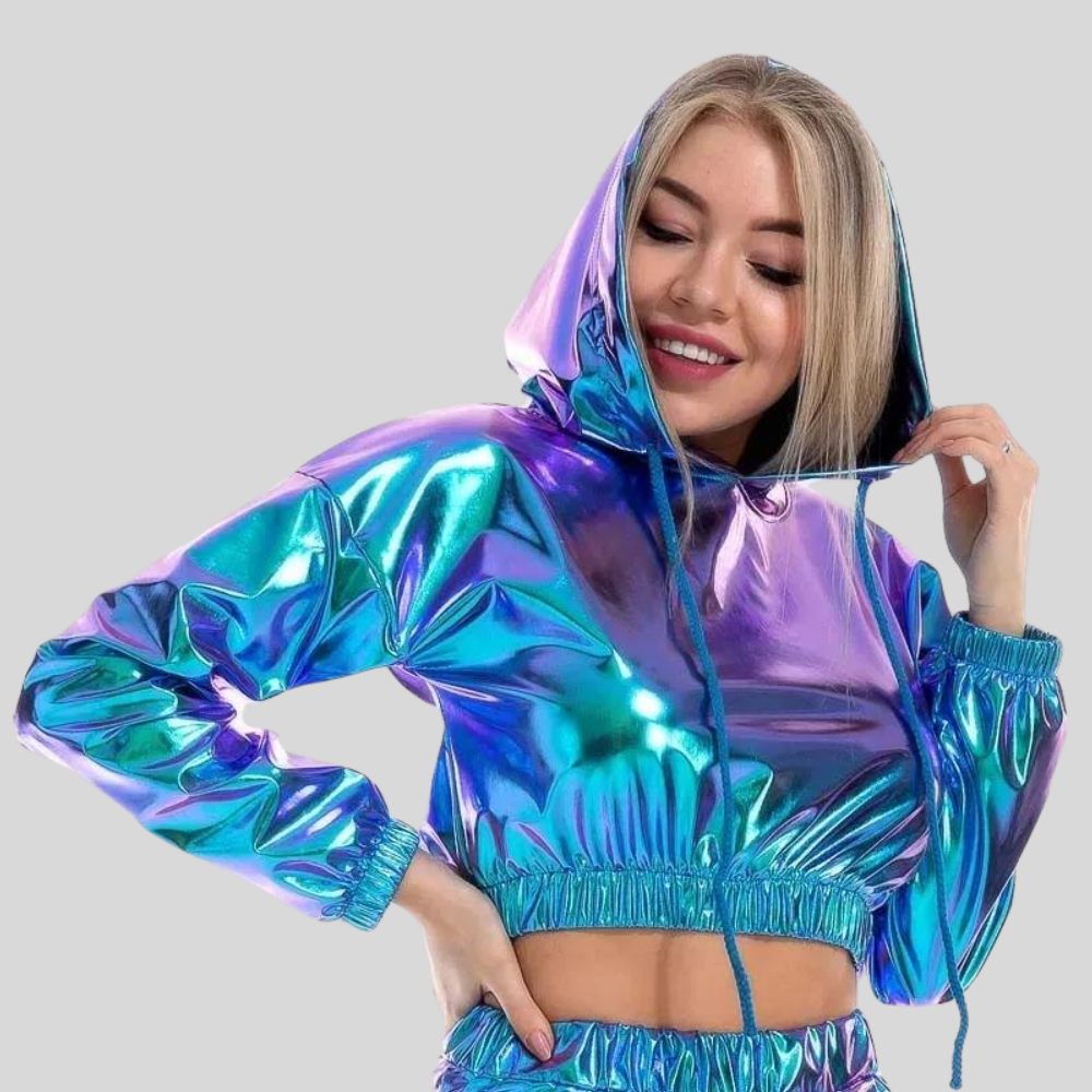 Cropped Holographic Hoodie