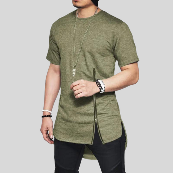 Men's Short Sleeve zipper T-shirt