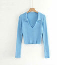 Candy Color Deep V Stretch Pullover