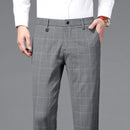 Men's Casual Business Plaid Long Pants