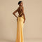 Women's Diagonal Collar Hollow Backless High Waist Slim-fit Long Dress