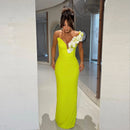 Women's Temperament Elegant Flowers One Shoulder Dress