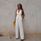 Women's Pleated Decorative High Waist Wide Leg Pant + Hanging Collar Vest Top