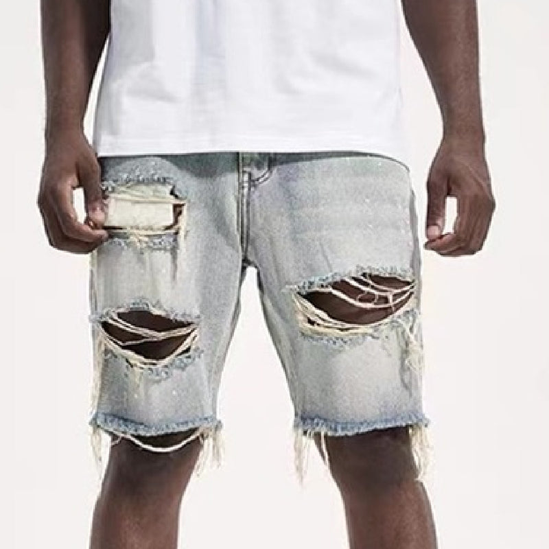 Men's Cutout Denim Shorts