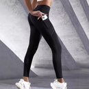 Women's Pocket Stitching High Elastic Sports Slim-fitting High Waist Leggings