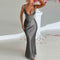 Women's Deep V Satin Slim Strap Dress