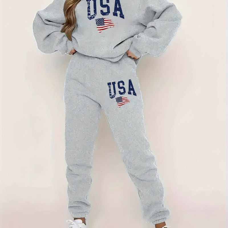 Women's Hooded USA Print Tracksuit