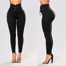 Women's High Waist Lace-up Belly Contracting And Close-fitting Leggings