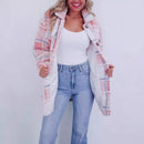 Women's Multicolor Plaid Warm Polo Collar Jacket