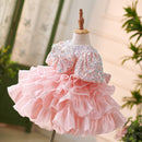 Girls Flower Short Sleeve Tulle Tutu Dress