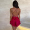 Women's Halter Satin Backless Straps A Swing Mini Dress