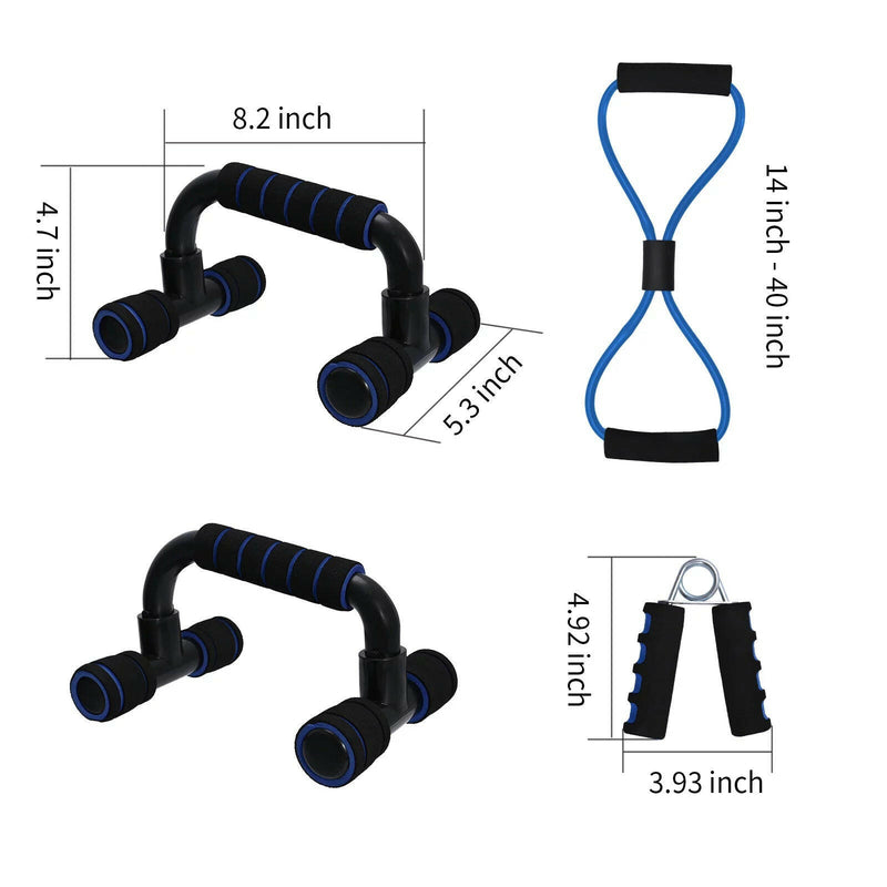 7-In-1 Ab Roller Wheel Kit, Perfect Home Gym Equipment Exercise Roller Wheel Kit with Push-Up Bar, Knee Mat, Jump Rope and Hand Gripper, Core Strength & Abdominal Exercise Ab Roller, Blue